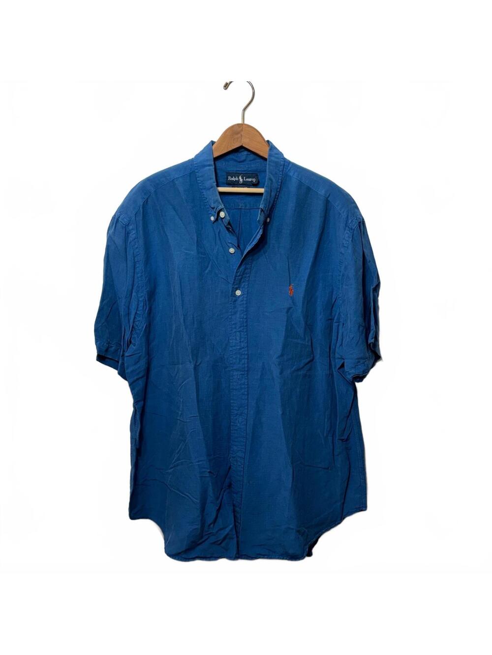 Ralph Lauren Classic Fit Blue Linen Blend Shirt